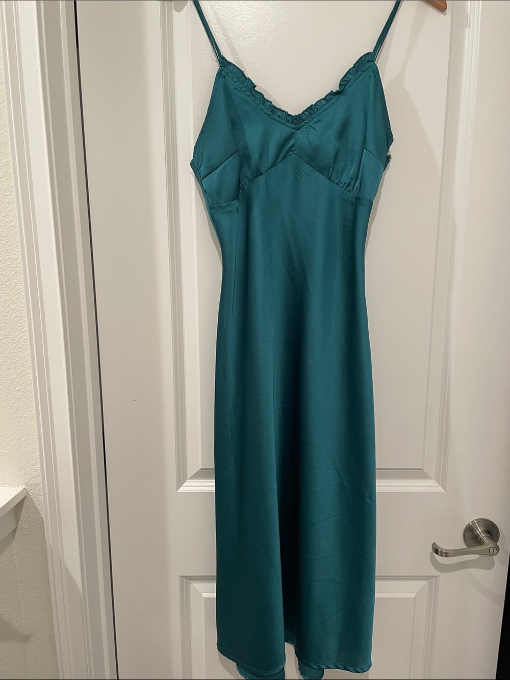 Japna emerald green Satin Slip midi dress small